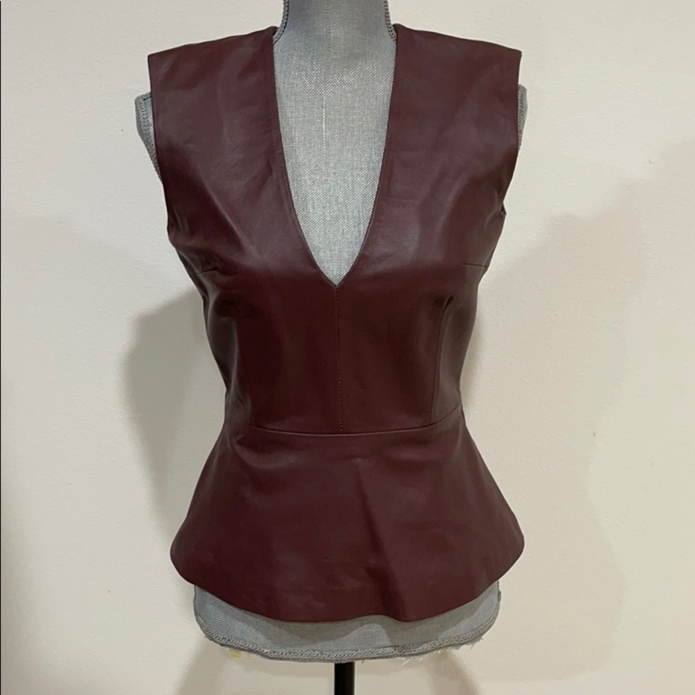 Soft leather V-neck lambskin top fully lined 6